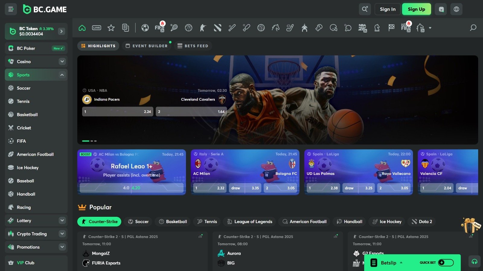 bc game sports betting