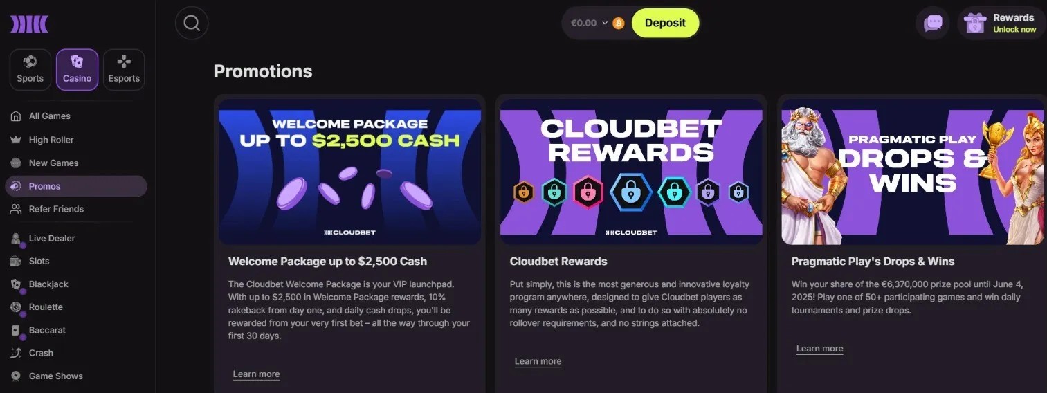 cloudbet casino promotions