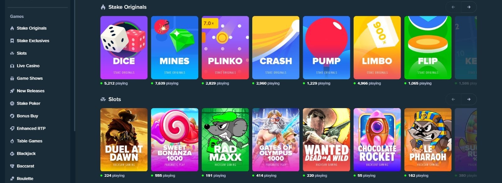 stake casino original games